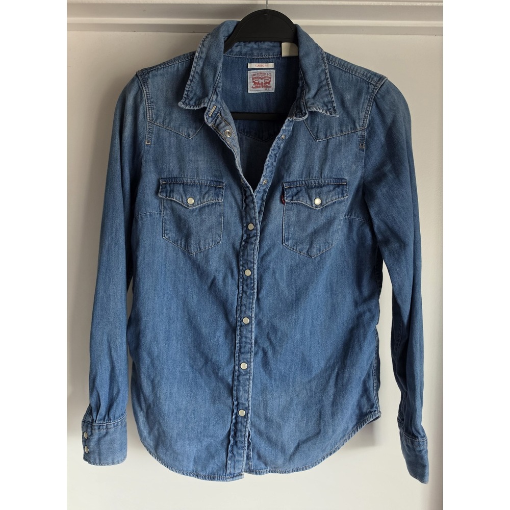 Levi's Women's Denim Shirt Size S Blue Long Sleeve Cotton Casual Western Top